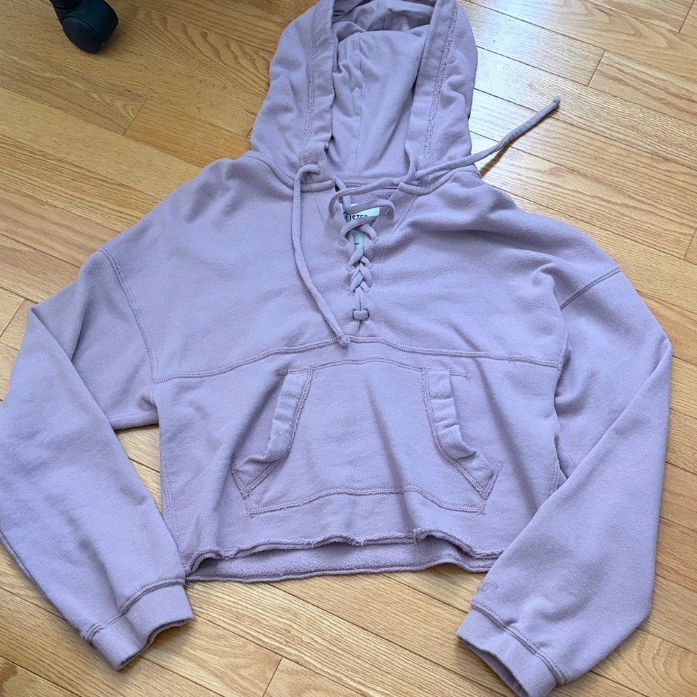 Hollister Cropped Lace-Up Hoodie